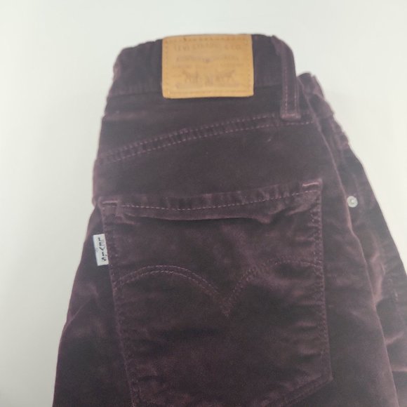 Levi's 721 Velvet High Rise Skinny Women's Pants Burgundy - Size 27 - Picture 2 of 4